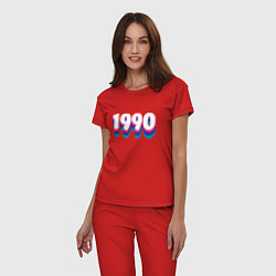 Пижама хлопковая женская Made in 1990 vintage art, цвет: красный — фото 2