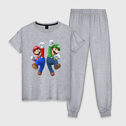 Пижама хлопковая женская Марио и Луиджи, цвет: меланж