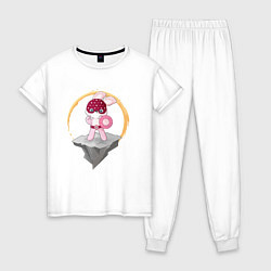Пижама хлопковая женская Зайка супергерой, цвет: белый