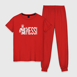 Пижама хлопковая женская Football Messi, цвет: красный