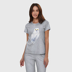 Пижама хлопковая женская Белая полярная сова, цвет: меланж — фото 2