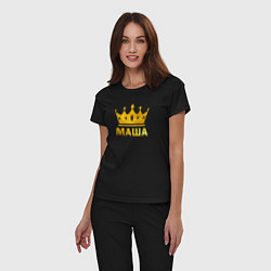 Пижама хлопковая женская Маша золотая корона, цвет: черный — фото 2