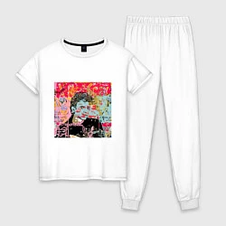 Пижама хлопковая женская David Bowie musician singer, цвет: белый