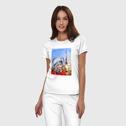 Пижама хлопковая женская Юрий Гагарин на космодроме, цвет: белый — фото 2