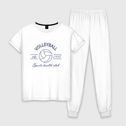 Пижама хлопковая женская Клуб любителей игры в волейбол, цвет: белый