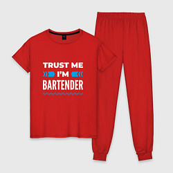 Пижама хлопковая женская Trust me Im bartender, цвет: красный