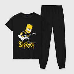 Пижама хлопковая женская Slipknot Барт Симпсон рокер, цвет: черный