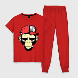 Пижама хлопковая женская Monkey Swag, цвет: красный