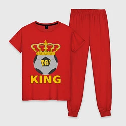 Пижама хлопковая женская Пеле король футбола, цвет: красный