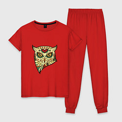 Пижама хлопковая женская Owl color, цвет: красный