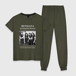 Пижама хлопковая женская Metallica рок группа, цвет: меланж-хаки