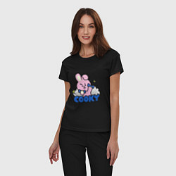 Пижама хлопковая женская Cooky BT21 Jungkook, цвет: черный — фото 2