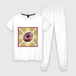Пижама хлопковая женская Пончик в стиле поп-арт, цвет: белый