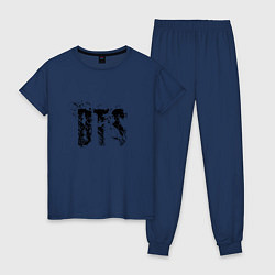 Пижама хлопковая женская BTS logo, цвет: тёмно-синий
