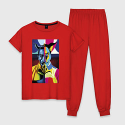 Пижама хлопковая женская Salvador Dali: Neural network, цвет: красный