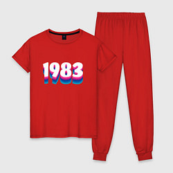 Пижама хлопковая женская Made in 1983 vintage art, цвет: красный