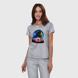 Пижама хлопковая женская Киборг и космический пейзаж, цвет: меланж — фото 2