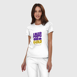 Пижама хлопковая женская Lakers nation, цвет: белый — фото 2
