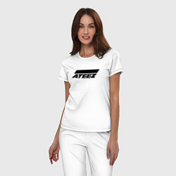 Пижама хлопковая женская Ateez big logo, цвет: белый — фото 2