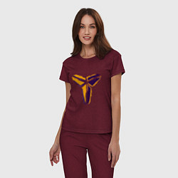 Пижама хлопковая женская Kobe logo, цвет: меланж-бордовый — фото 2