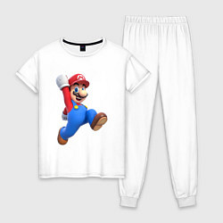 Пижама хлопковая женская Марио прыгает, цвет: белый