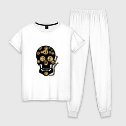 Пижама хлопковая женская Череп лого, цвет: белый