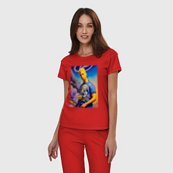 Пижама хлопковая женская Подросший Барт Симпсон - фантазия - нейросеть, цвет: красный — фото 2