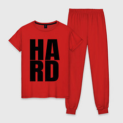 Пижама хлопковая женская Hard жесткая надпись, цвет: красный