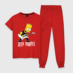 Пижама хлопковая женская Deep Purple Барт Симпсон рокер, цвет: красный