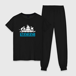 Пижама хлопковая женская Манчестер Сити корабль, цвет: черный