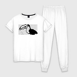 Пижама хлопковая женская Le toucan has arrived - Twitch ASCII art, цвет: белый