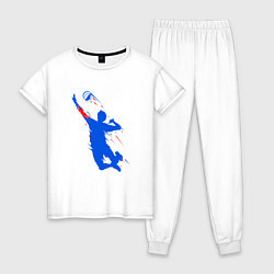 Пижама хлопковая женская Волейболист в прыжке, цвет: белый