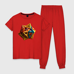 Пижама хлопковая женская Геометрический многоугольник, цвет: красный