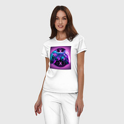 Пижама хлопковая женская Неоновый джойстик, цвет: белый — фото 2