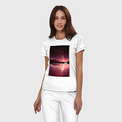 Пижама хлопковая женская Горы на фоне заката, цвет: белый — фото 2