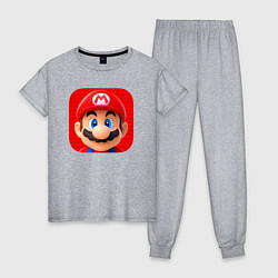 Пижама хлопковая женская Марио лого, цвет: меланж