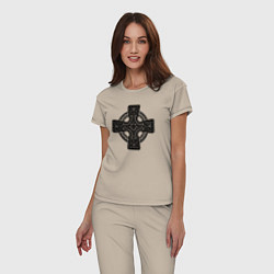 Пижама хлопковая женская Кельтский крест, цвет: миндальный — фото 2