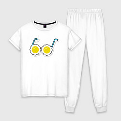 Пижама хлопковая женская Веселая яичница, цвет: белый
