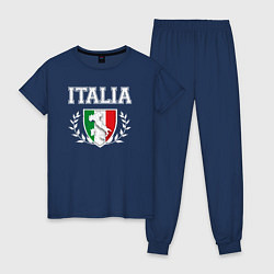 Пижама хлопковая женская Italy map, цвет: тёмно-синий
