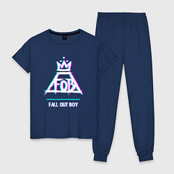 Пижама хлопковая женская Fall Out Boy glitch rock, цвет: тёмно-синий