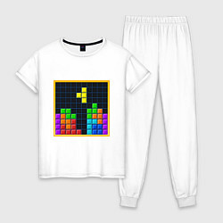Пижама хлопковая женская Tetris, цвет: белый
