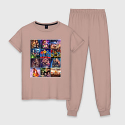 Пижама хлопковая женская Звездный путь посторы, цвет: пыльно-розовый
