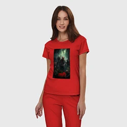 Пижама хлопковая женская Зомби на острове, цвет: красный — фото 2