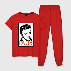 Пижама хлопковая женская Король Элвис, цвет: красный