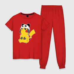 Пижама хлопковая женская Pika panda, цвет: красный