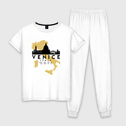 Пижама хлопковая женская Итальянская Венеция, цвет: белый