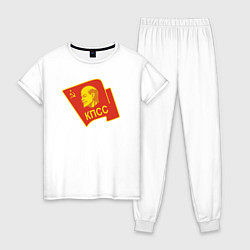 Пижама хлопковая женская Ленин КПСС, цвет: белый