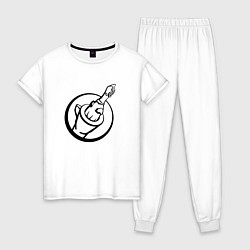 Пижама хлопковая женская Чикен ган - вектор лого, цвет: белый