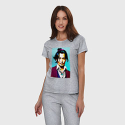 Пижама хлопковая женская Johnny Depp - Japan style, цвет: меланж — фото 2