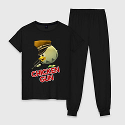 Пижама хлопковая женская Chicken Gun logo, цвет: черный